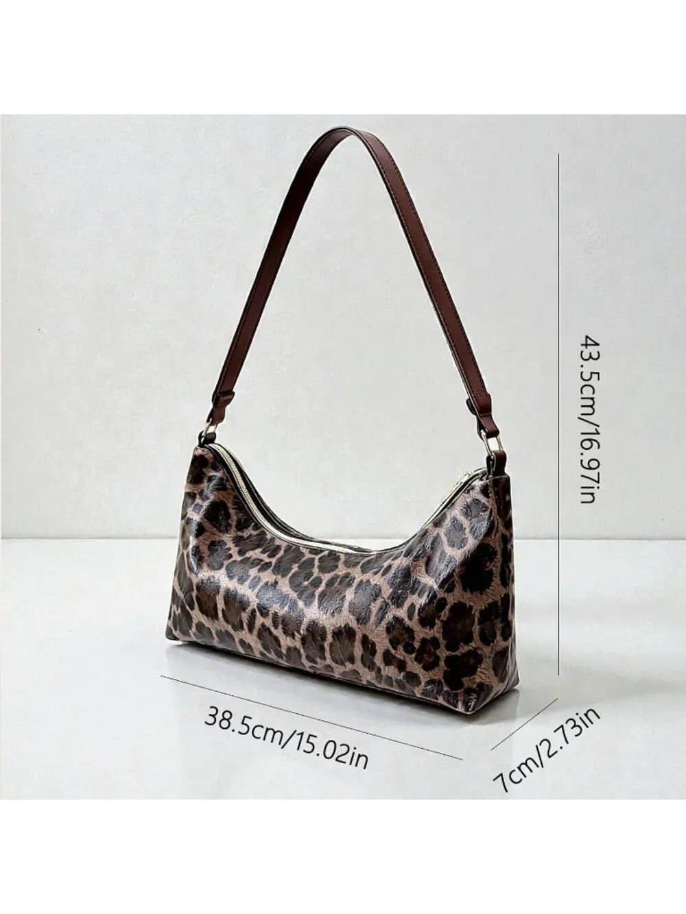 Medium Crescent Hobo Bag Faux Leather Shoulder Bag with Gold Zipper